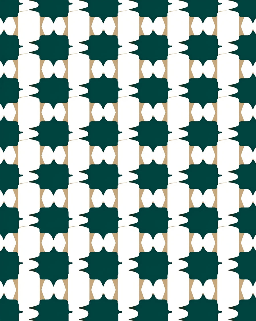 Geometric Pattern With Tan Green Rug