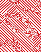 Red White Swirl Stripe Pattern Rug