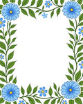 Blue Daisy Floral Vine Border Design Rug
