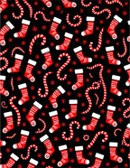 Red Stocking Candy Cane Snowflake Rug
