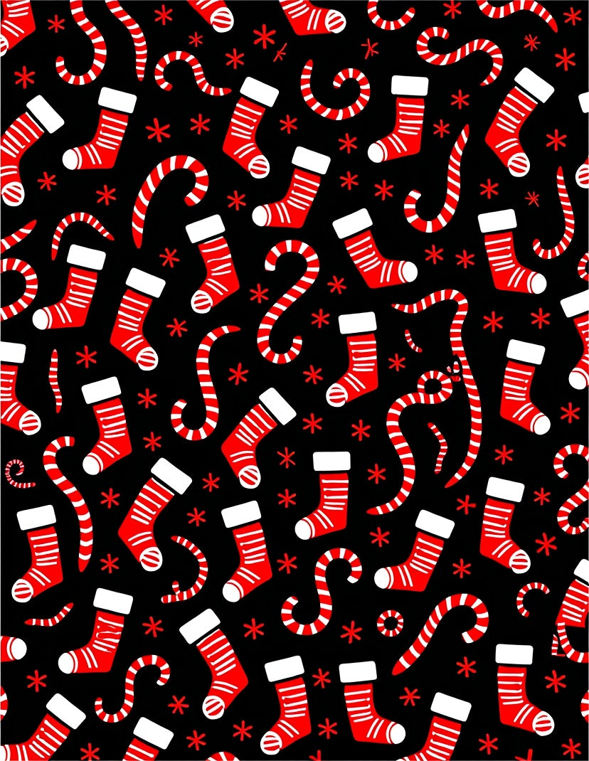 Red Stocking Candy Cane Snowflake Rug