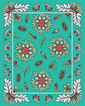 Red Floral Berry Foliage Pattern Rug