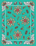 Red Floral Berry Foliage Pattern Rug