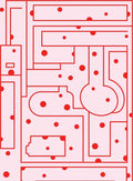 Abstract Red Dot Maze Design Rug