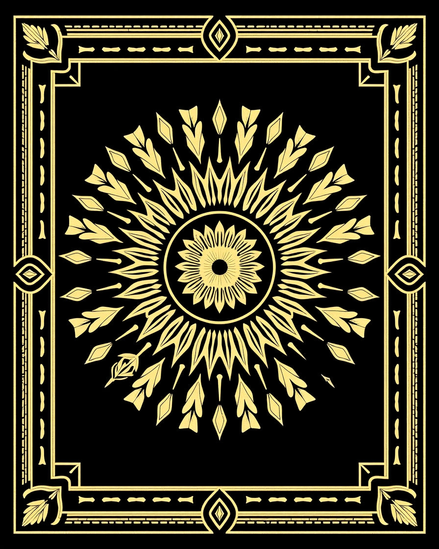 Art Deco Sunburst Geometric Motif Rug