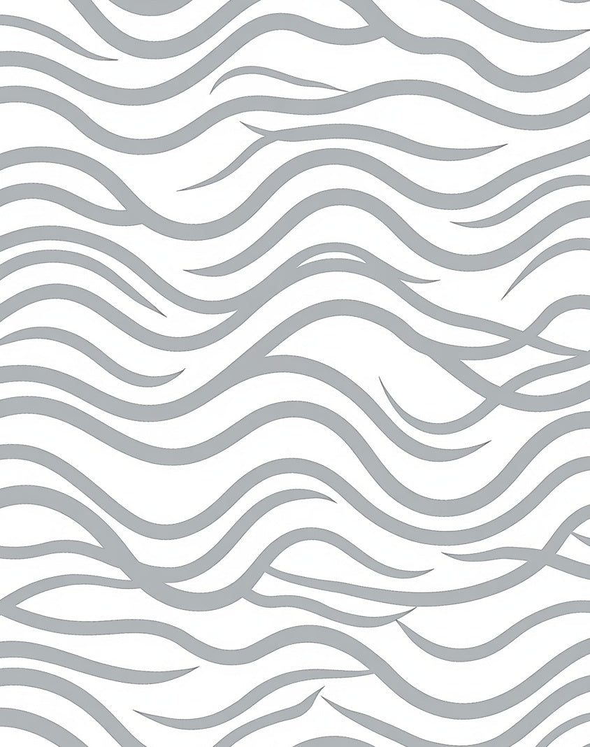 Soft Gray Wavy Abstract Pattern Rug