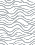 Soft Gray Wavy Abstract Pattern Rug