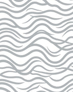 Soft Gray Wavy Abstract Pattern Rug