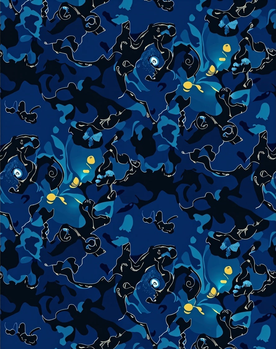 Deep Blue Abstract Organic Design Rug