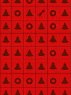 Red Christmas Trees Wolf Pattern Rug