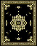 Ornate Black Gold Mandala Rug