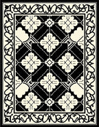 Contrast Floral Geometric Ornament Rug
