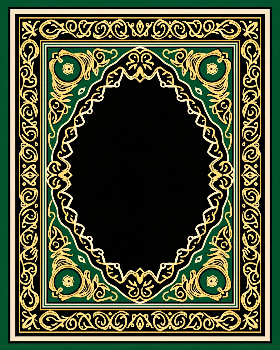 Emerald Gold Ornate Classic Frame Rug