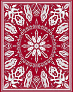Bold Red White Mandala Pattern Rug