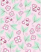 Pink Floral Leaves Design Rug