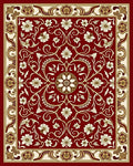 Red Floral Swirls with Golden Accents Rug
