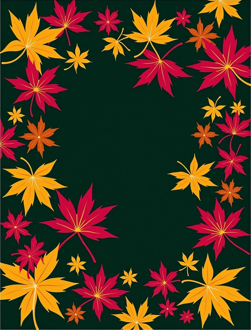 Crimson Yellow Leaf Pattern Rug