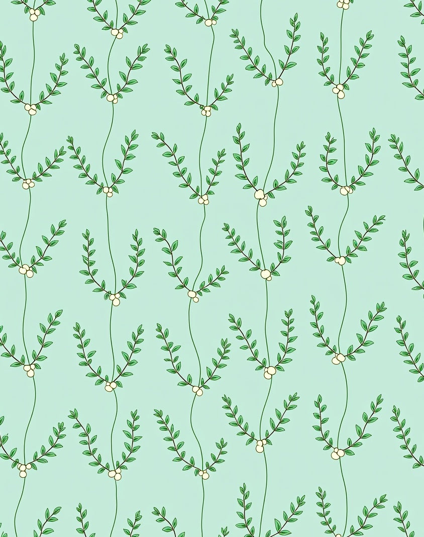 Green Leafy Branch Pattern Rug