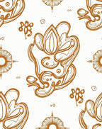 Gold Floral Ink Sketch Pattern Rug