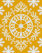Golden Snowflakes Mandala Pattern Rug