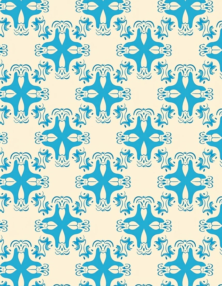 Classic Blue Cream Repeating Pattern Rug