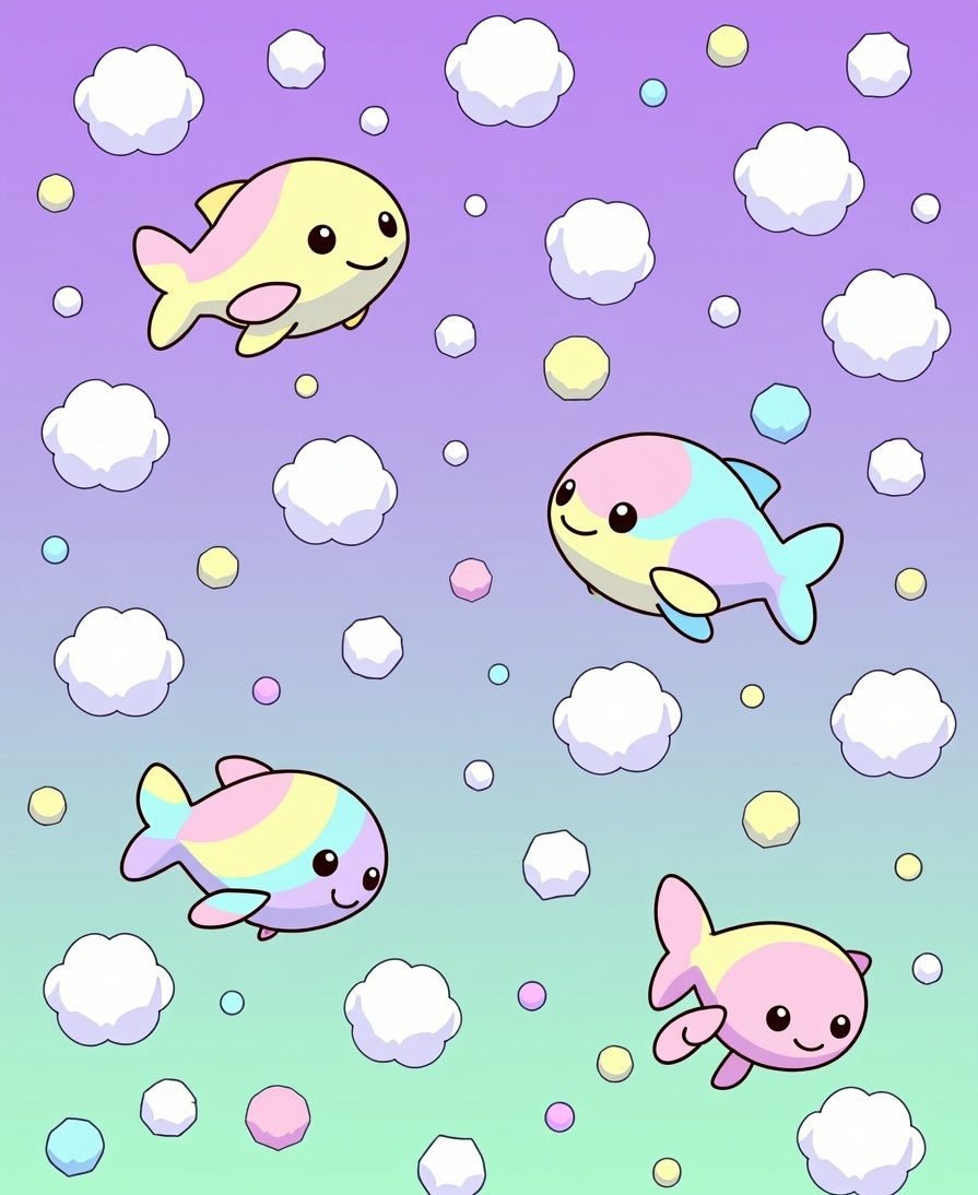 Pastel Fish Cloud Pattern Design Rug