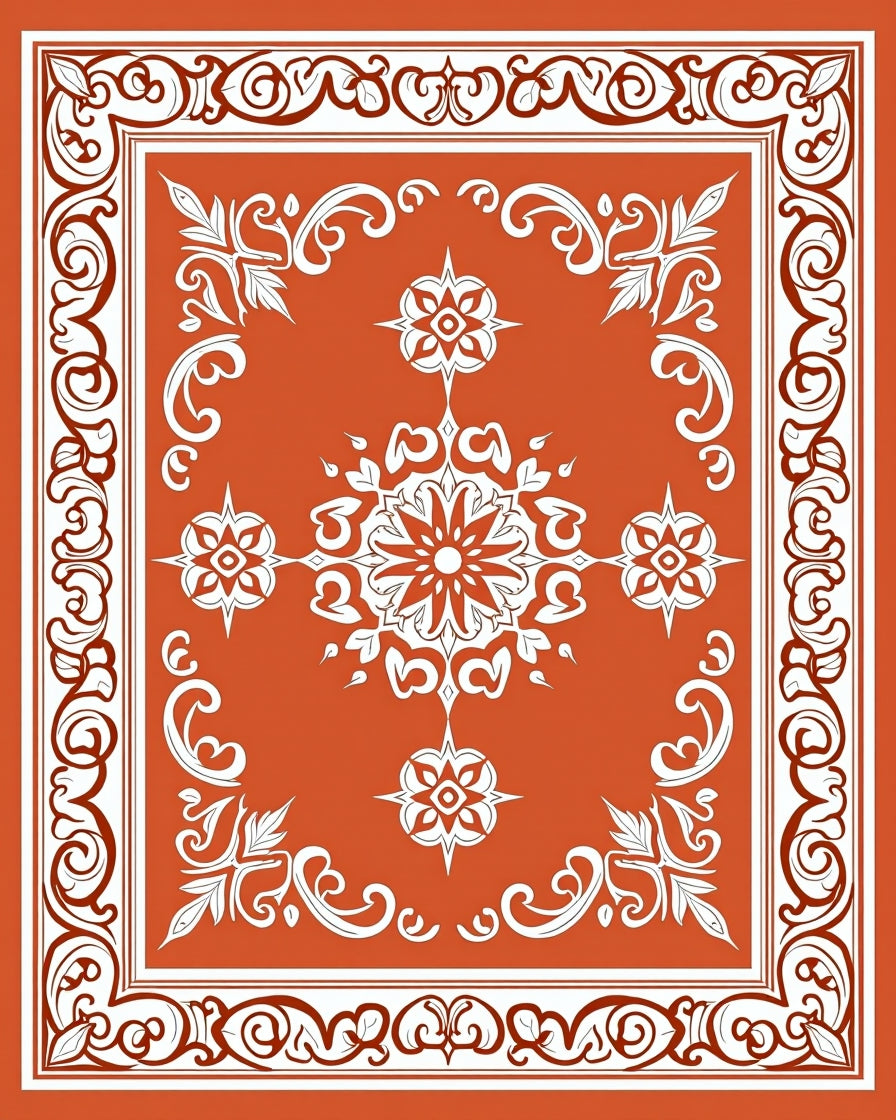 Ornate Floral Mandala Pattern Rug