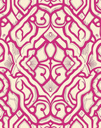 Vibrant Fuchsia Scrollwork Lattice Rug