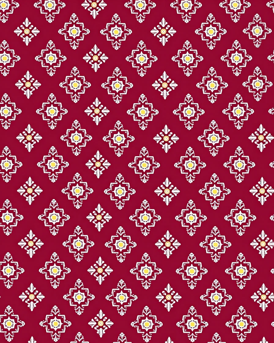 Classic Red Floral Geometric Pattern Rug