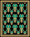Elegant Gold Green Fan Pattern Rug