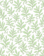 Pale Green Leafy Vines Pattern Rug
