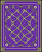 Intricate Purple Gold Lattice Design Rug