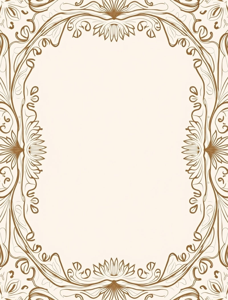 Ornate Floral Scrollwork Frame Rug