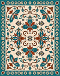Classic Floral Medallion Ivory Teal Rug