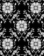 Ornate Floral and Vine Monochromatic Design Rug
