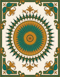 Elegant Teal Gold Mandala Design Rug