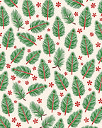 Green Pine Sprig Red Flower Pattern Rug