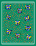 Whimsical Cat Faces Chain Pattern Rug