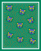 Whimsical Cat Faces Chain Pattern Rug