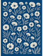 Classic Floral Patterned Indigo Rug