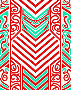 Bold Red Teal Geometric Swirls Rug