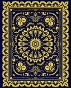 Intricate Yellow Floral Sunburst Design Rug