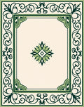 Green Scrollwork Elegant Geometric Pattern Rug
