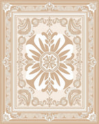 Elegant Floral Medallion Border Design Rug