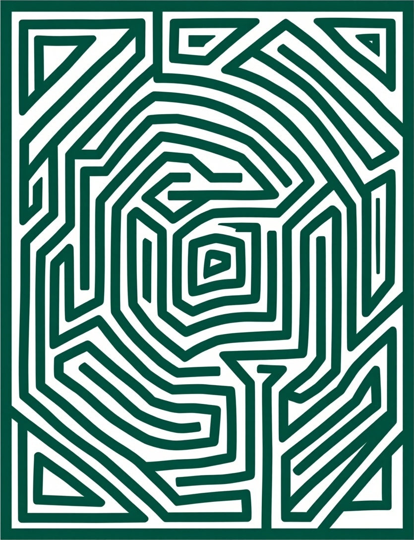 Green Maze Pattern Design Rug
