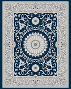 Intricate Floral Medallion Border Design Rug