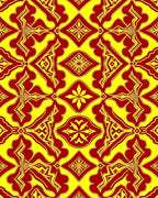 Red Yellow Ornate Geometric Pattern Rug