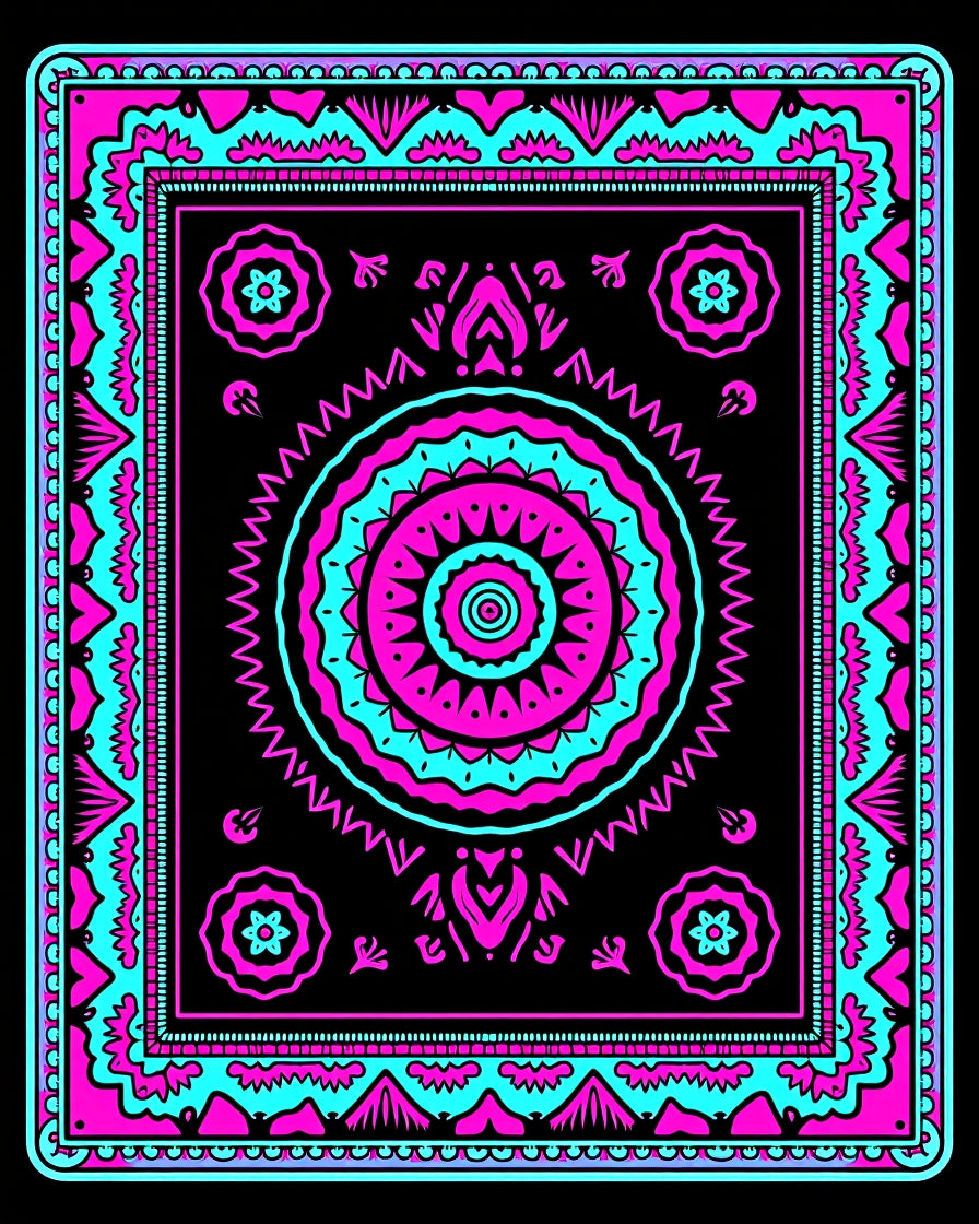 Vibrant Central Medallion Pattern Rug