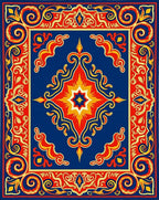 Bold Red Yellow Floral Medallion Rug