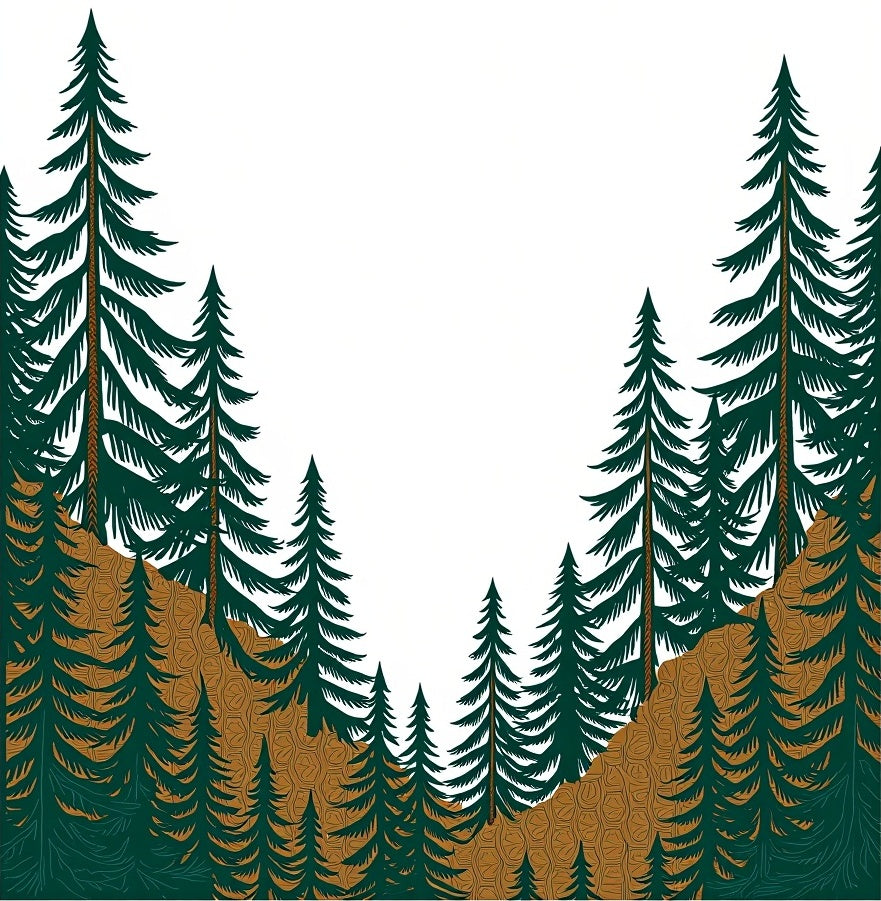 Forest Pine Tree Landscape Design Rug